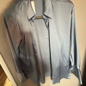 Elegant Blue Satin Shirt